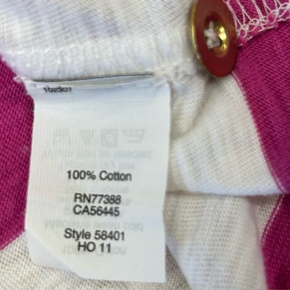 J. CREW Ringspun Wide Rugby Stripe Pink and White 3/4 Sleeve Henley Tee - Picture 9 of 11